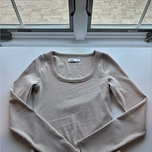 Hollister Tan Ribbed Long Sleeve Top